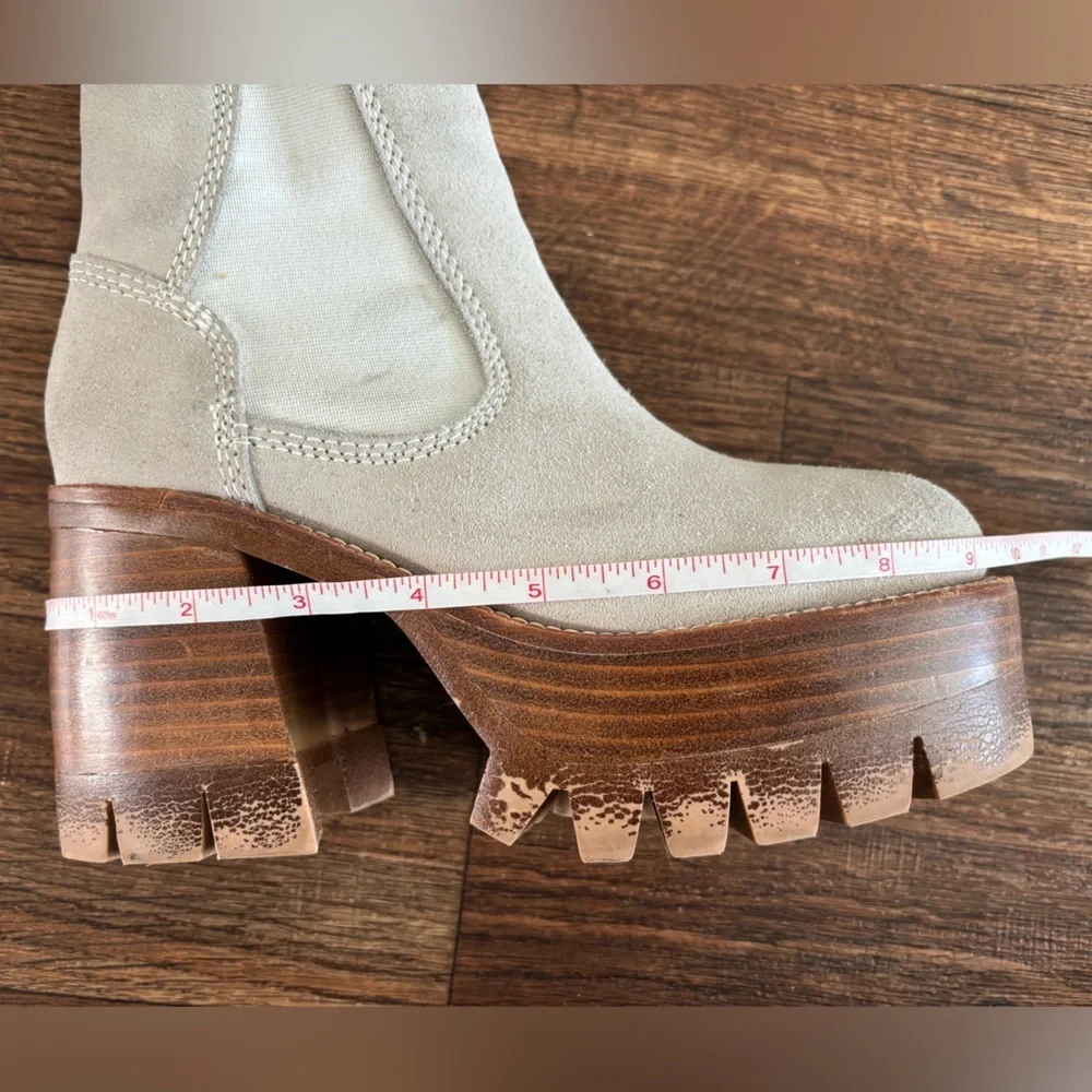 Jeffrey Campbell x Free People Preston Platform Suede Boots in Bone Size: 6